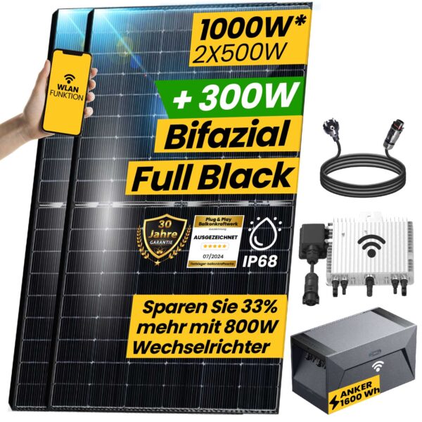 1000W Balkonkraftwerk 800W mit Speicher Photovoltaik Solaranlage mit 800W Wifi Smart Mini PV Anlage – Epp Solar